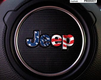 JEEP Steering Wheel Emblem Decal – American Flag Overlay