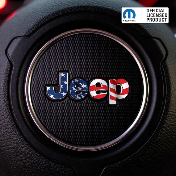 JEEP Steering Wheel Emblem Decal – American Flag Overlay