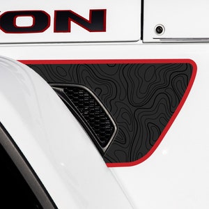 Autocollant de carte topographique noire Fender Vent Premium Wrap pour Jeep Wrangler et Jeep Gladiator 2018-2023