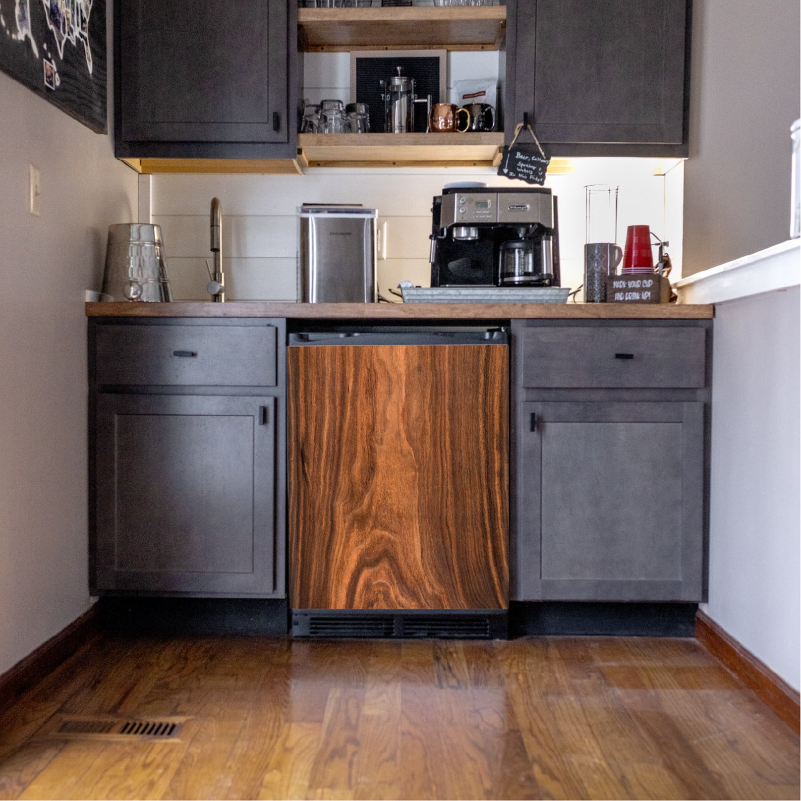 Rustic Fridge Rustic Walnut Wood Fridge Wrap, Farmhouse Kitchen Decor, Customizable ...