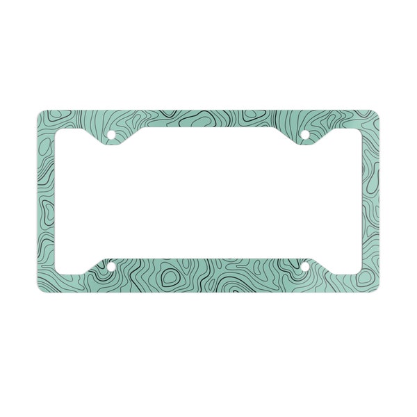 Pastel Colors Topographic Lines Metal License Plate Frame - Adventure-Inspired Design for Your Car or Truck