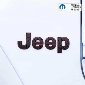 JEEP Emblem Overlay Decals – Black Topo | Fits 1987–2025 Jeep Wrangler JL, JK, Tj & Yj