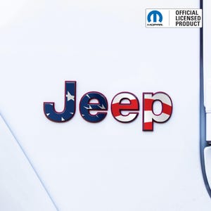 JEEP Emblem Overlay Decals – American Flag Print | Fits Wrangler JL, JLU, Jk, jku, tj, yj