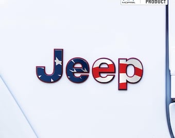 JEEP Emblem Overlay Decals – American Flag Print | Fits Wrangler JL, JLU, Jk, jku, tj, yj