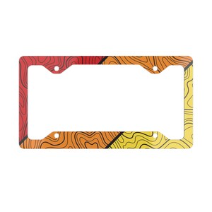 Retro Style License Plate Frame - Vintage Toyota Colors and Topo Lines Topographic 80s 90s Gift For Car Enthusiasts