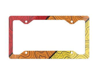 Retro Topographic License Plate Frame – 80s 90s Car Enthusiast Gift