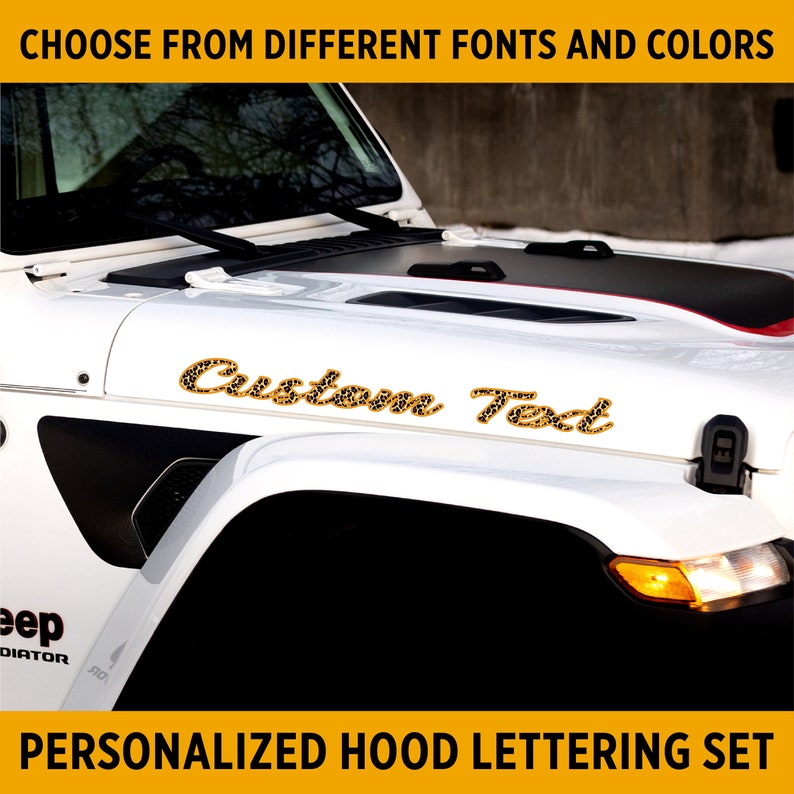 Jeep Custom Lettering Custom Leopard Jeep Decal, Personalized Car Hood Sticker - Etsy