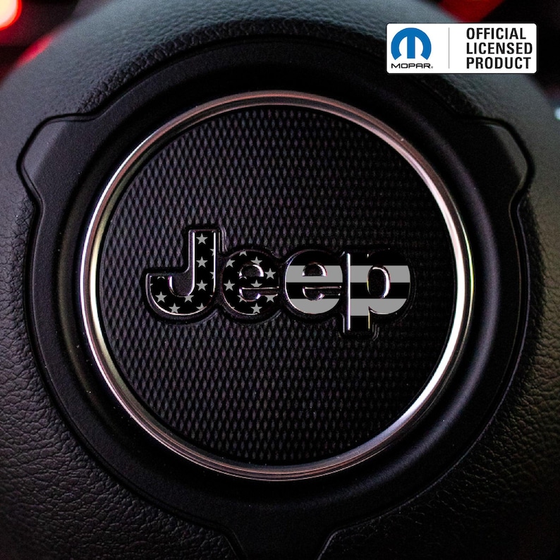 JEEP Steering Wheel Emblem Decal – American Flag Overlay