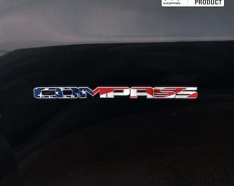 KOMPASS Tür Emblem Overlay Aufkleber - Amerikanische Flagge Druck | Passend für 2011–2025 Compass