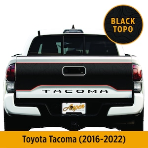Custom Tailgate Wrap for Toyota Tacoma Matte Black with Gloss Topo Design - Fits 2016-2022 Models Gift For Outdoor Lover Husband Dad