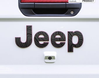 JEEP Emblem Overlay Decals – Black on Black Topo | Fits 2020+ Gladiator JT