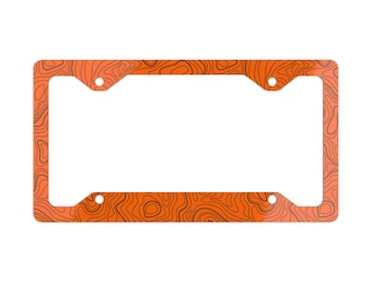 Orange Topographic Metal License Plate Frame – Adventure Car Decor