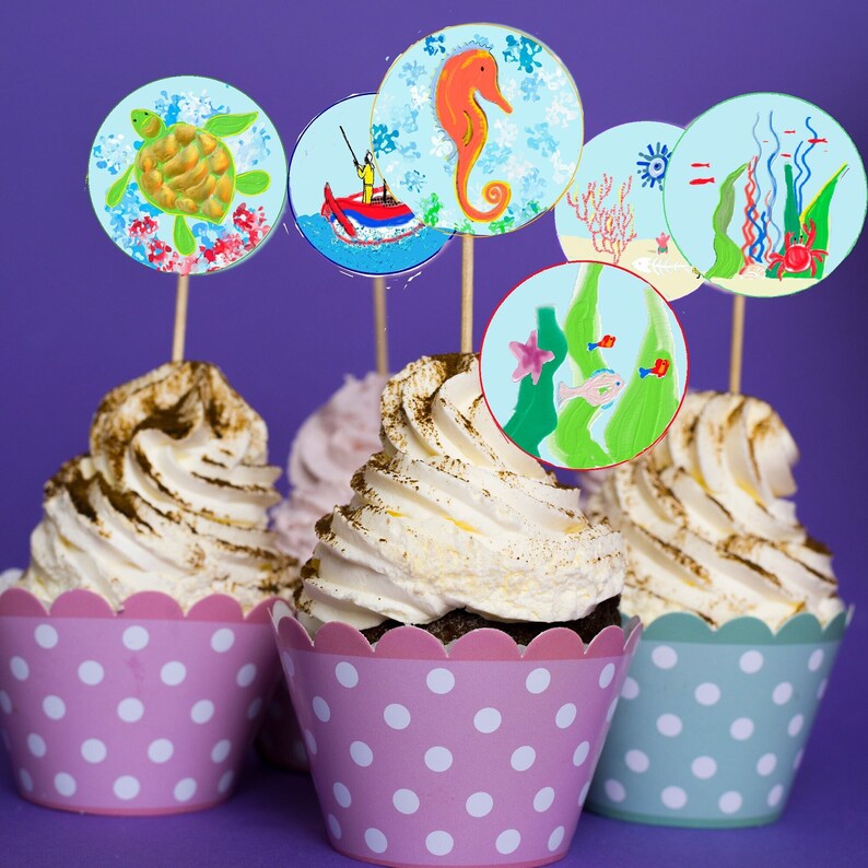 Seabed Party Printable Cupcake Toppers Fishing Boat Sea - Etsy