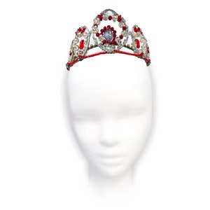 Tocado de ballet, Tiara de ballet, para roles de bailarina principal y solista, plateado y rojo, hecho a mano, ballet, único