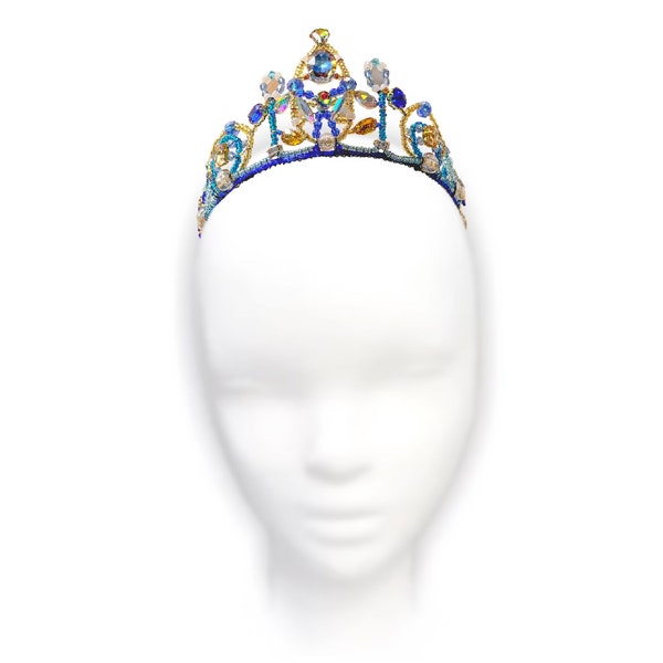 Ballet Headpiece, Ballet Tiara, for Principal and Soloist Ballerina roles, Blue and Gold, Handmade, Ballet, Unique