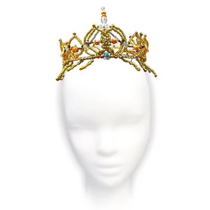 Tocado de ballet, Tiara de ballet, para roles de bailarina principal y solista, dorado y marrón, hecho a mano, ballet, único