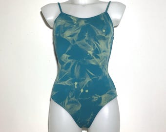 Maillot de danza pintado a mano, maillot de ballet, tirantes, ropa de baile, arte, único, verde, talla mediana