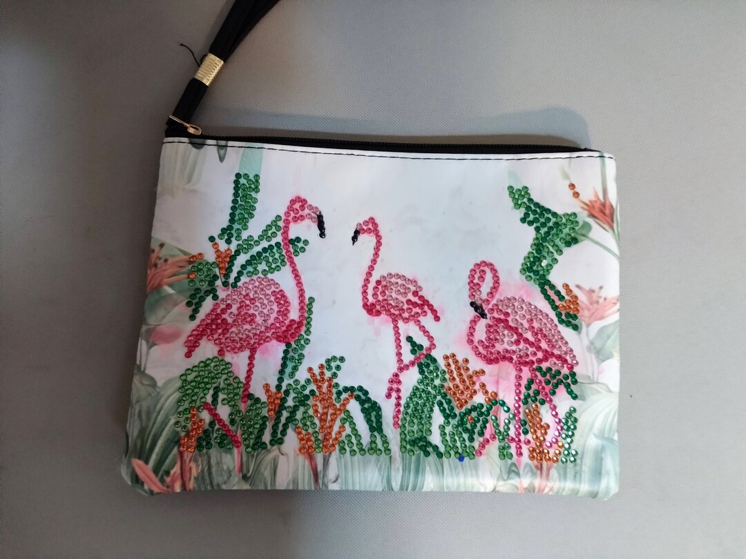 Wristband Clutch With Flamingos and Greenery Etsy