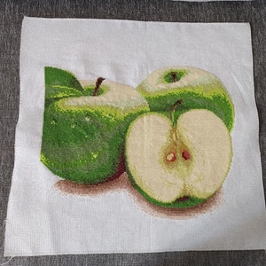 apple completed cross stitch