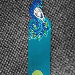 peacock leather bookmark completed diamond painting