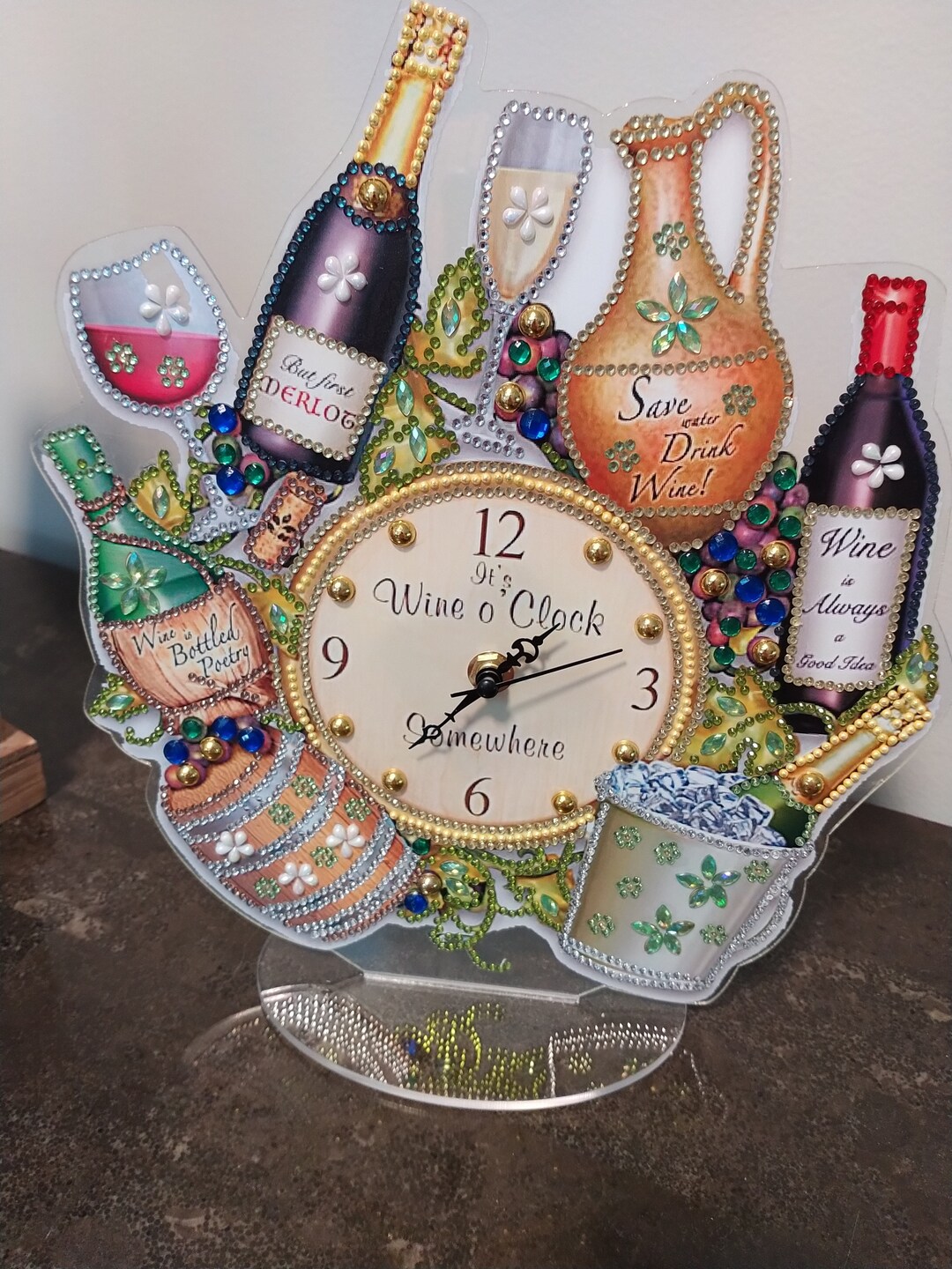 Wine Clock Completed Diamond Paintingi - Etsy