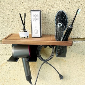 Dyson Curling Iron Rack, Shelving, Dyson Hair Dryer Hanger, Solid Wood