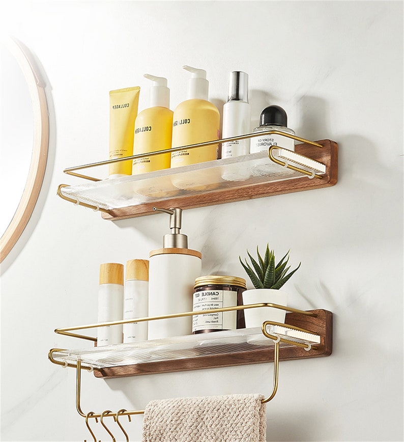 Solid Wood Bathroom Shelves Black Walnut Bathroom Storage Etsy