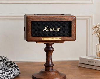 Walnut Speaker Stand for Marshall Emberton 2&3,Handcrafted Wood Desktop Speaker Holder,Retro-Inspired Audio Dock,Solid Walnut Speaker Shelf.