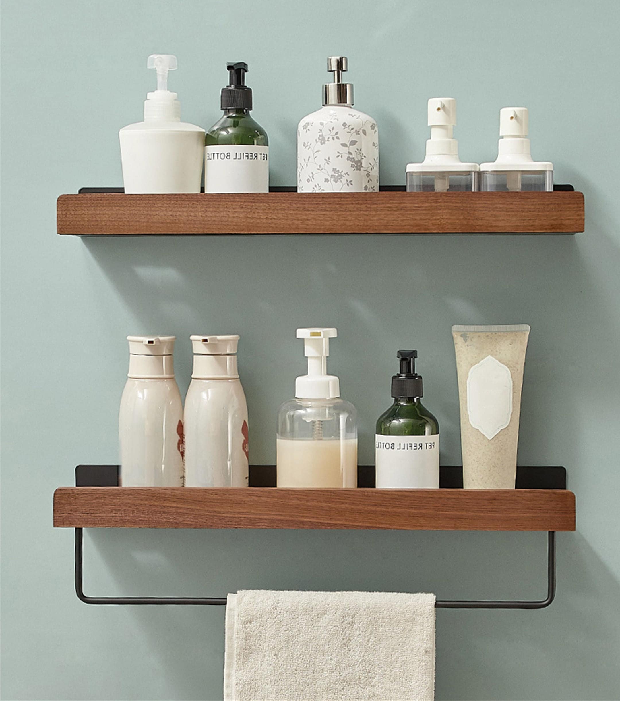 Black Walnut Wood Shelf Solid Wood Bathroom Shelf Kitchen Etsy