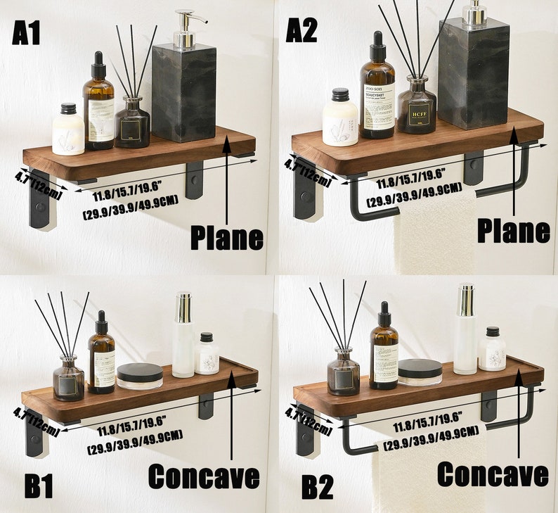 Black Walnut Shelf Kitchen Wall Shelf Bathroom Towel Rack Etsy