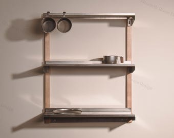 Estante de almacenamiento de metal, estante de baño, estante de almacenamiento, estante de almacenamiento, de pared, estante de almacenamiento de cocina, estante de comestibles DIY, regalo de inauguración de la casa, estante para especias