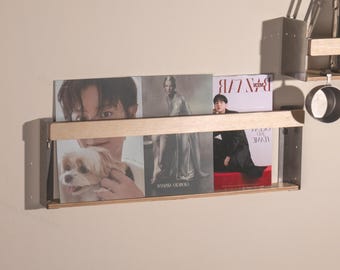 Revistero de paneles multicapa de abedul, estante de madera, estante de exhibición para sala de estar, estante de libros de madera, estante de pared, almacenamiento de revistas, estante de almacenamiento para el hogar.