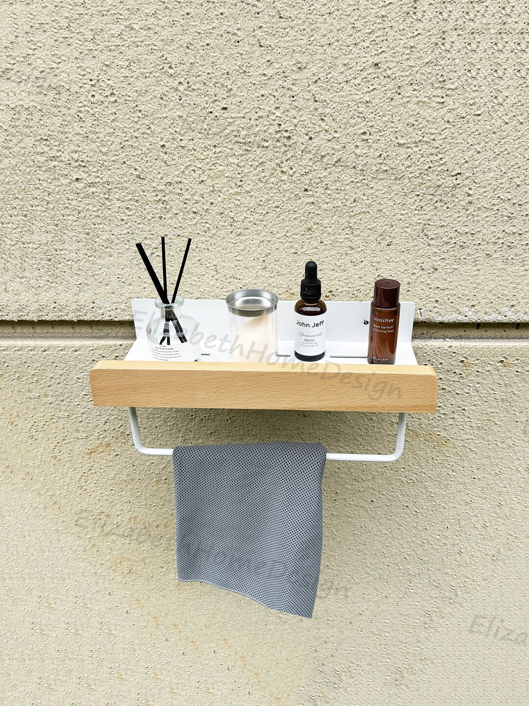 Beech Wood Shelf, Solid Wood Bathroom Shelf, Kitchen Storage Wall Shelf ...