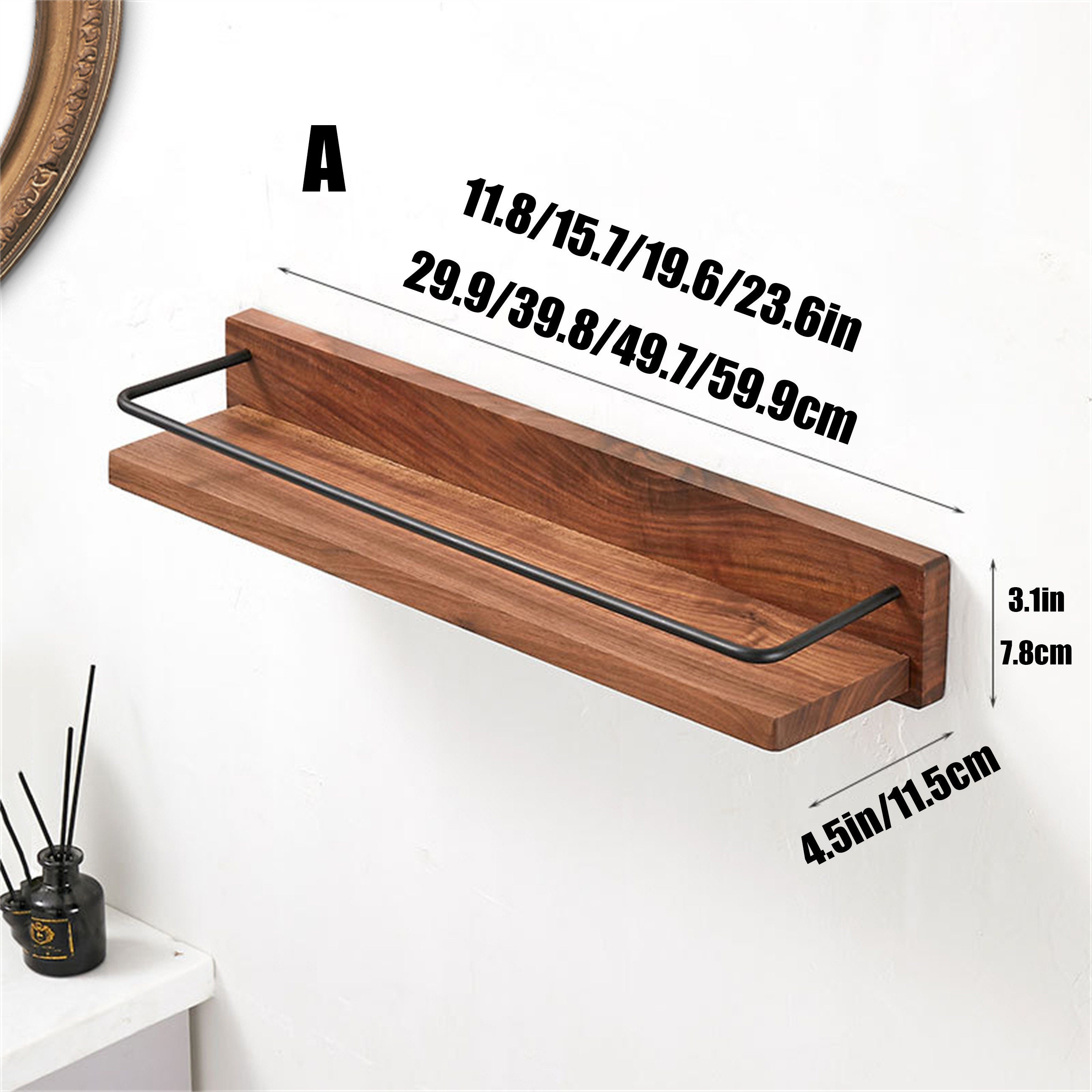 Black Walnut Shelf Bathroom Storage Rack Solid Wood Towel Etsy Canada