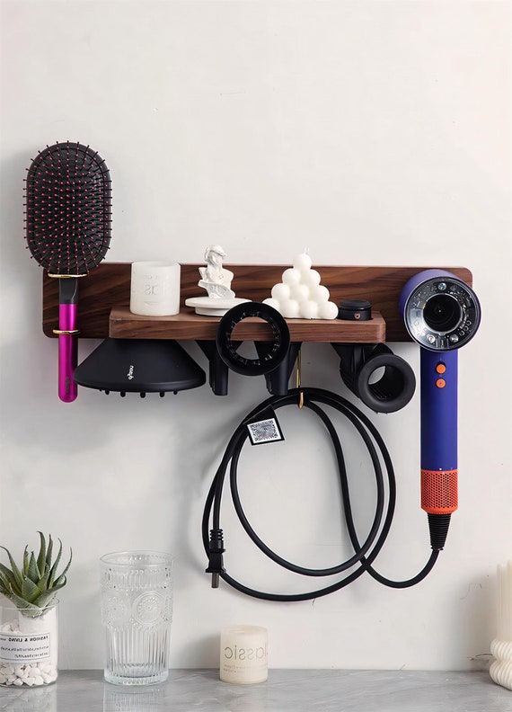 Soporte Pared Para Secador Dyson – Organizador De Aluminio Con Adhesivo 3M – Estante Para Accesorios Y Baño Ordenado