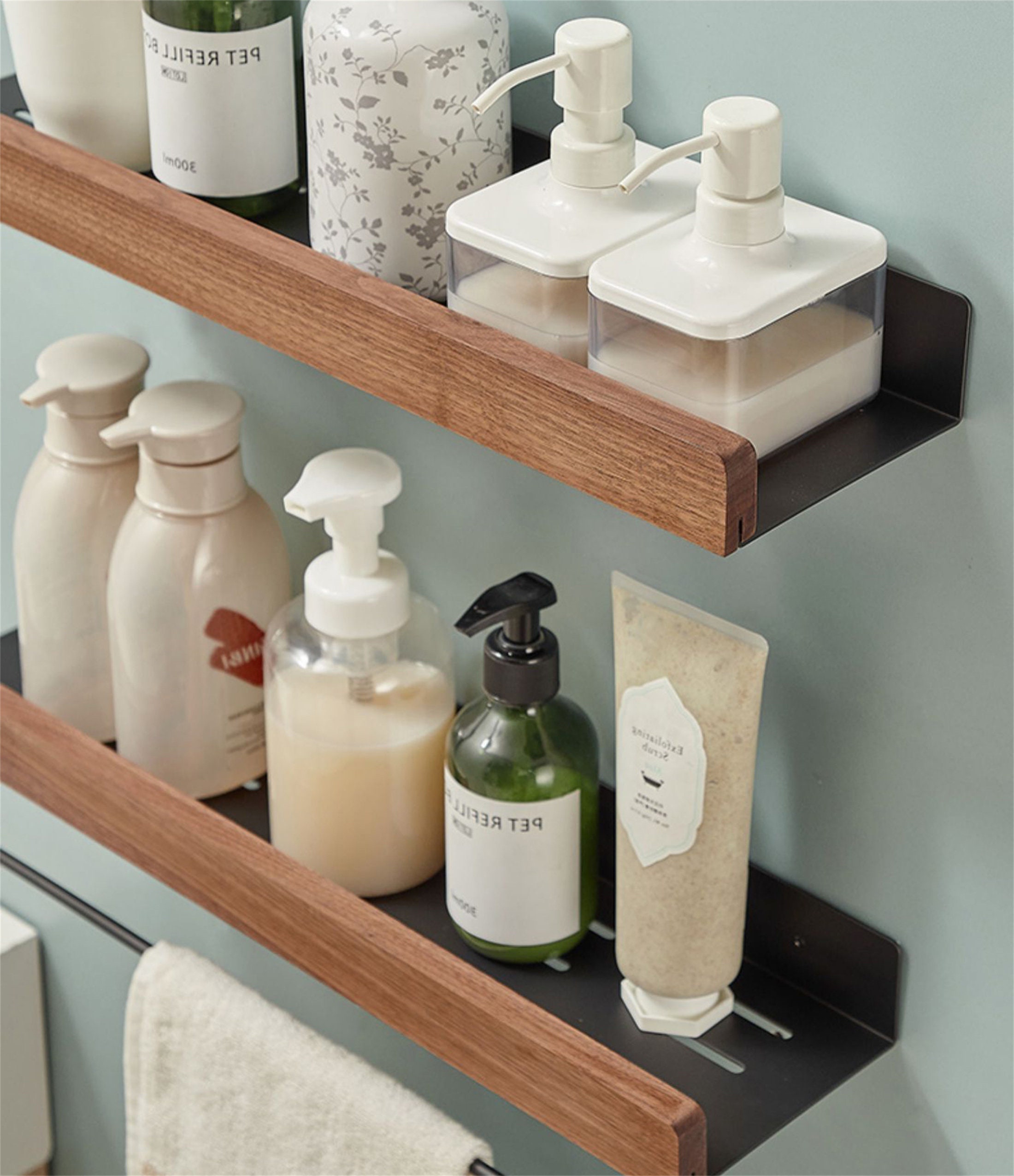 Black Walnut Wood Shelf Solid Wood Bathroom Shelf Kitchen Etsy