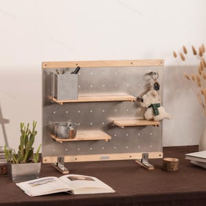 Desktop Vertical Pegboard，Pegboard，Desktop Pegboard，Shelf，Desktop Storage Rack，Stainless Steel Pegboard，Hanging Board，Wooden Shelf Board