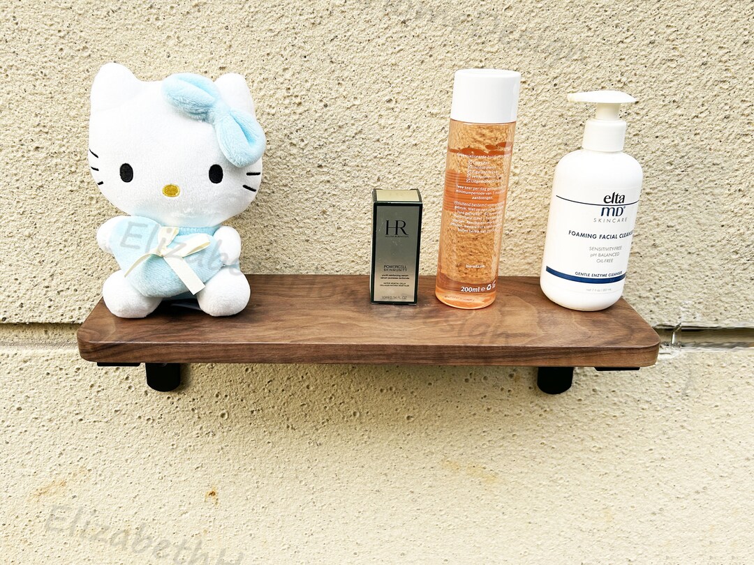 Black Walnut Shelf, Kitchen Wall Shelf, Bathroom Towel Rack