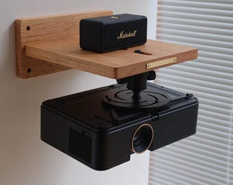 Solid Wood Projector Stand, Four-Claw Pan-Tilt Head Projector Stand, Wall-Mounted Projector Stand, Black Walnut Wood Projector Stand