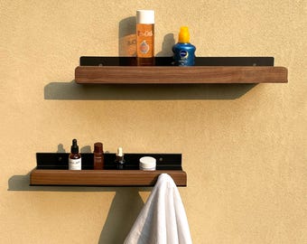Estantería rústica de madera y metal, almacenamiento para baño, almacenamiento para cocina, estante de almacenamiento de pared, área de almacenamiento de lociones, estante de almacenamiento impermeable