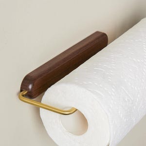 Portarotolo di carta igienica in legno massello per la cucina, portaoggetti multifunzionale, portarotolo di carta igienica in noce nero, portaoggetti senza fori