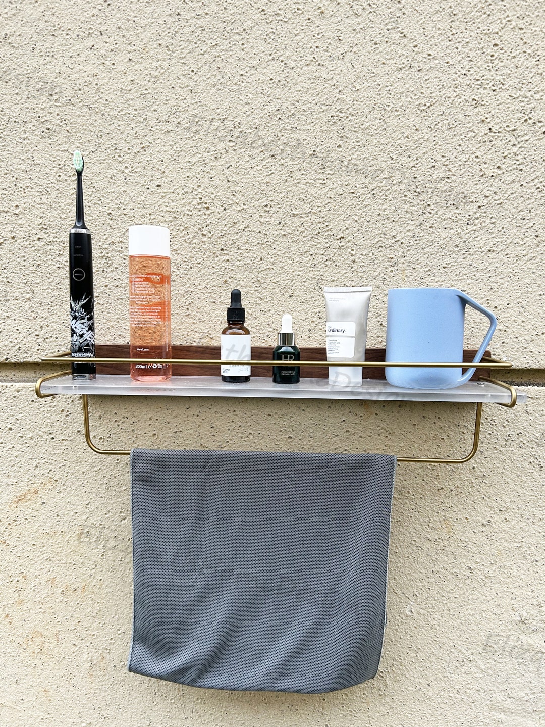 Solid Wood Bathroom Shelves, Black Walnut Bathroom Storage Shelves