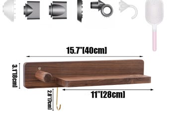 OWKAY Porta Asciugacapelli Da Parete Mensola Da Bagno Senza Foratura Supporto Per Asciugacapelli In Plastica Organizer Da Bagno StyleBwhite - 5