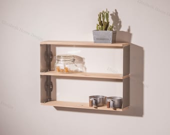 Estantería de tres niveles, estantería de madera, estante de almacenamiento, de pared, para cocina, baño, bricolaje, especiero.