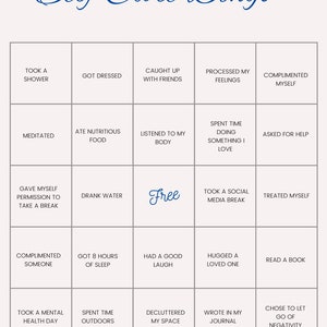 Self Care Bingo