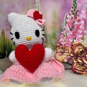 Valentines White Kitty Crochet Pattern