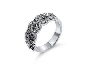 Diamond Braid Ring: Sterling Silver Anniversary Band
