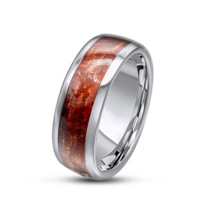 Tungsten Ring with Hawaiian Koa Wood •8.00 mm Ring band •Comfort Ring •Gentlemen Ring •Unique and Affordable