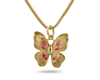 Butterfly Pendant •Gold Butterfly Necklaces •Dainty pink Butterfly Charm •Butterfly Layering Necklace •Special Gift for her