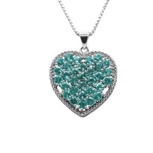 Apatite Heart Pendant: 925 Silver Green Gemstone Necklace